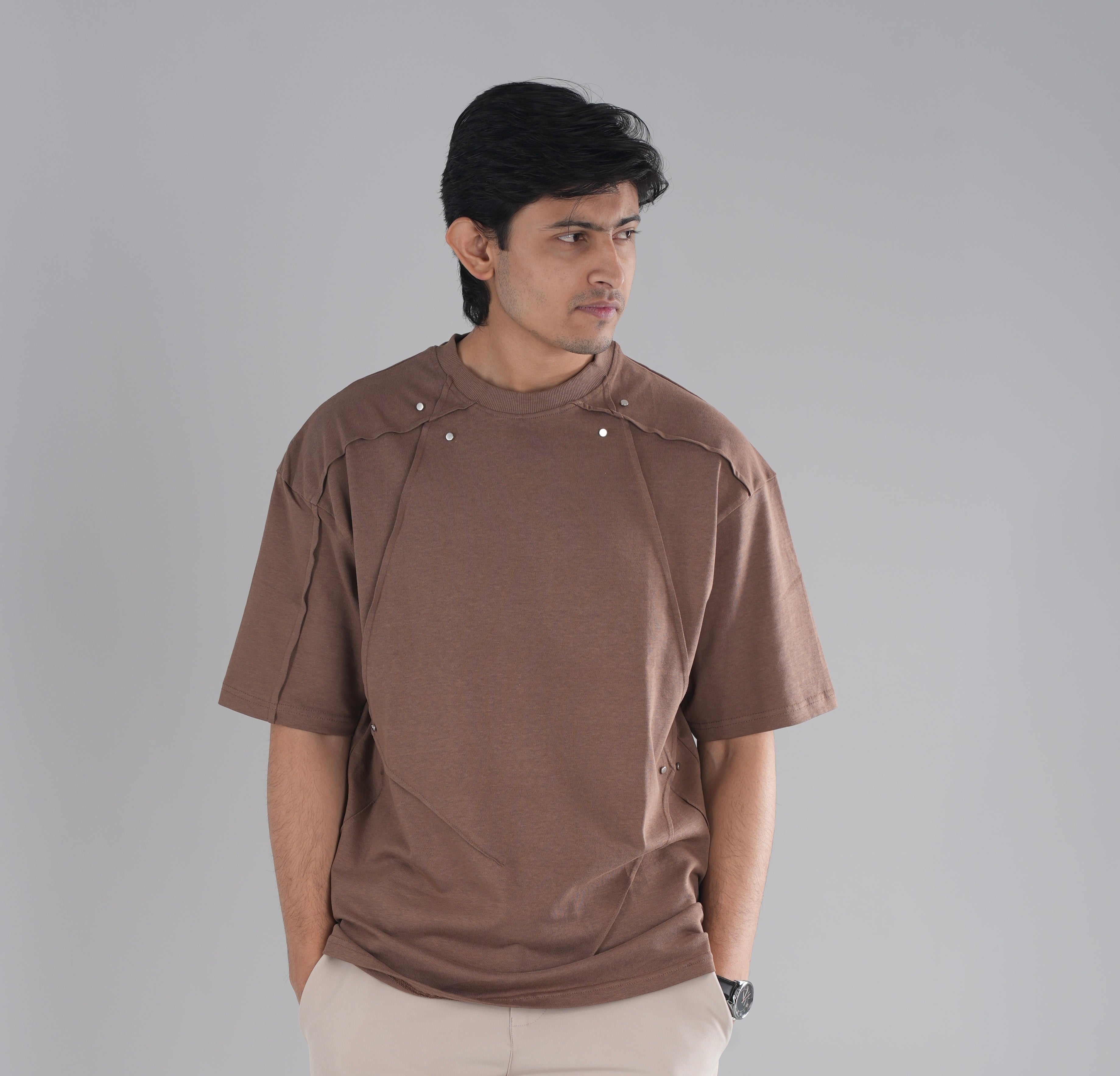 Drop Shoulder Tshirt - Mocha Brown QDT1007