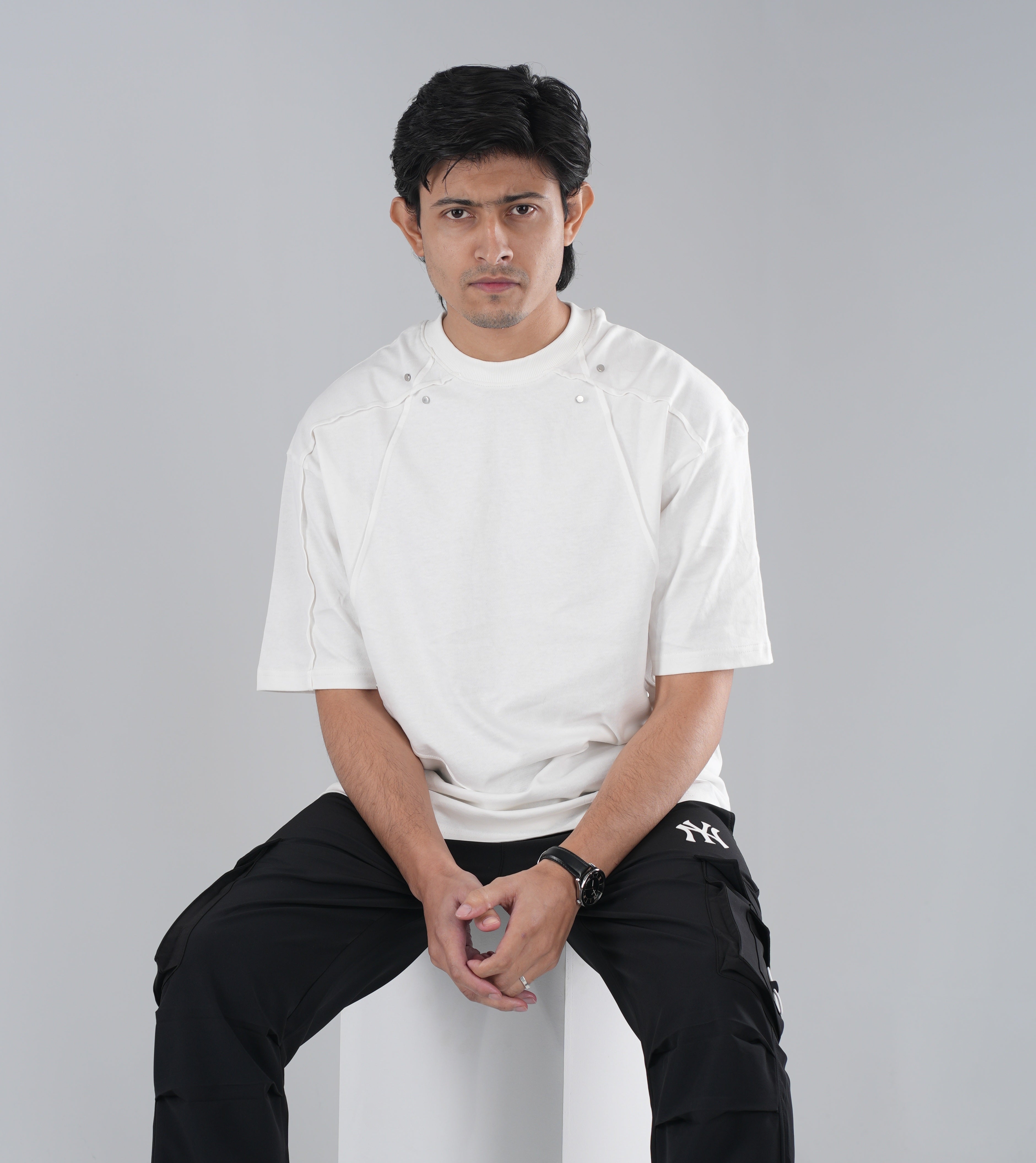 Drop Shoulder Tshirt - White QDT1003