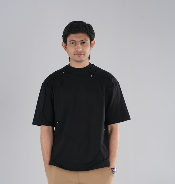 Drop Shoulder Tshirt - Black QDT1004